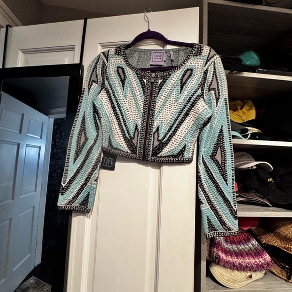 Herve Leger Dresses & Skirts - Herve Leger Aqua and Black Patterned Dress